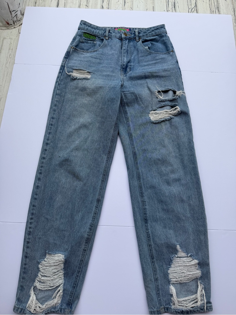 Empyre Faded Light Blue Ripped Boyfriend Jeans